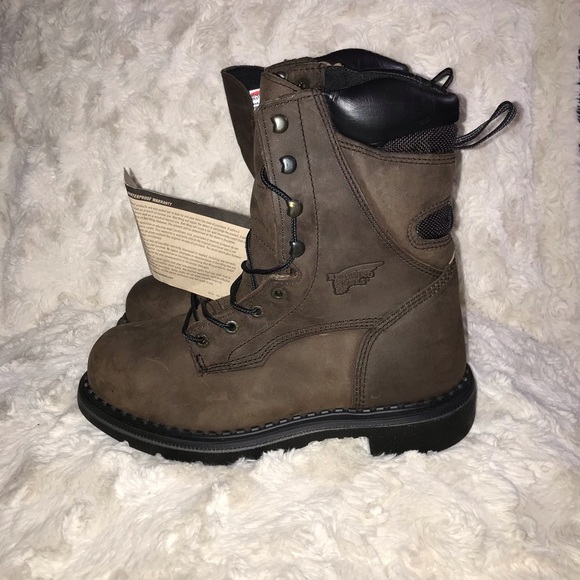 Red Wing Brown Work Boots Steel Toe Waterproof - Picture 2 of 6